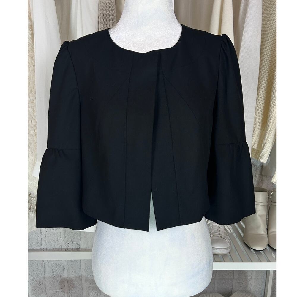 The Limited Women's Size S Black Button Neck Flare Sleeve Crop Jacket #0563